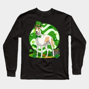 English Greyhound Dog St Patricks Day Leprechaun Long Sleeve T-Shirt